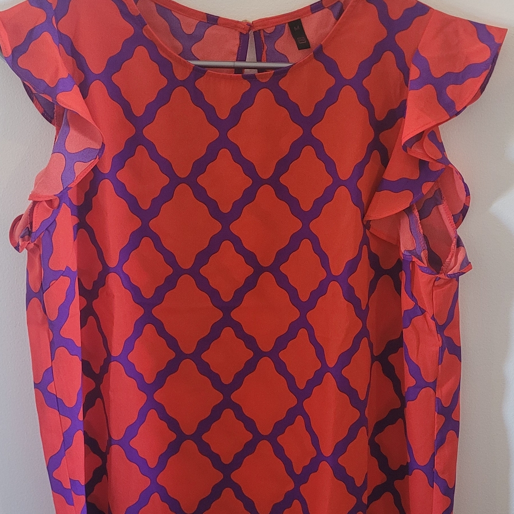 Vibrant Red and Purple Women's Top